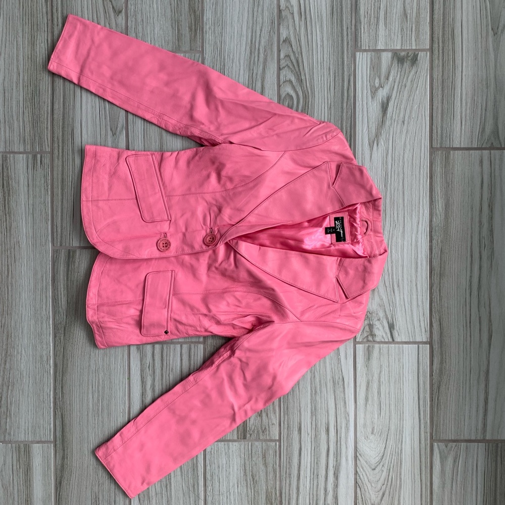 Black Rivet Pink Leather Jacket